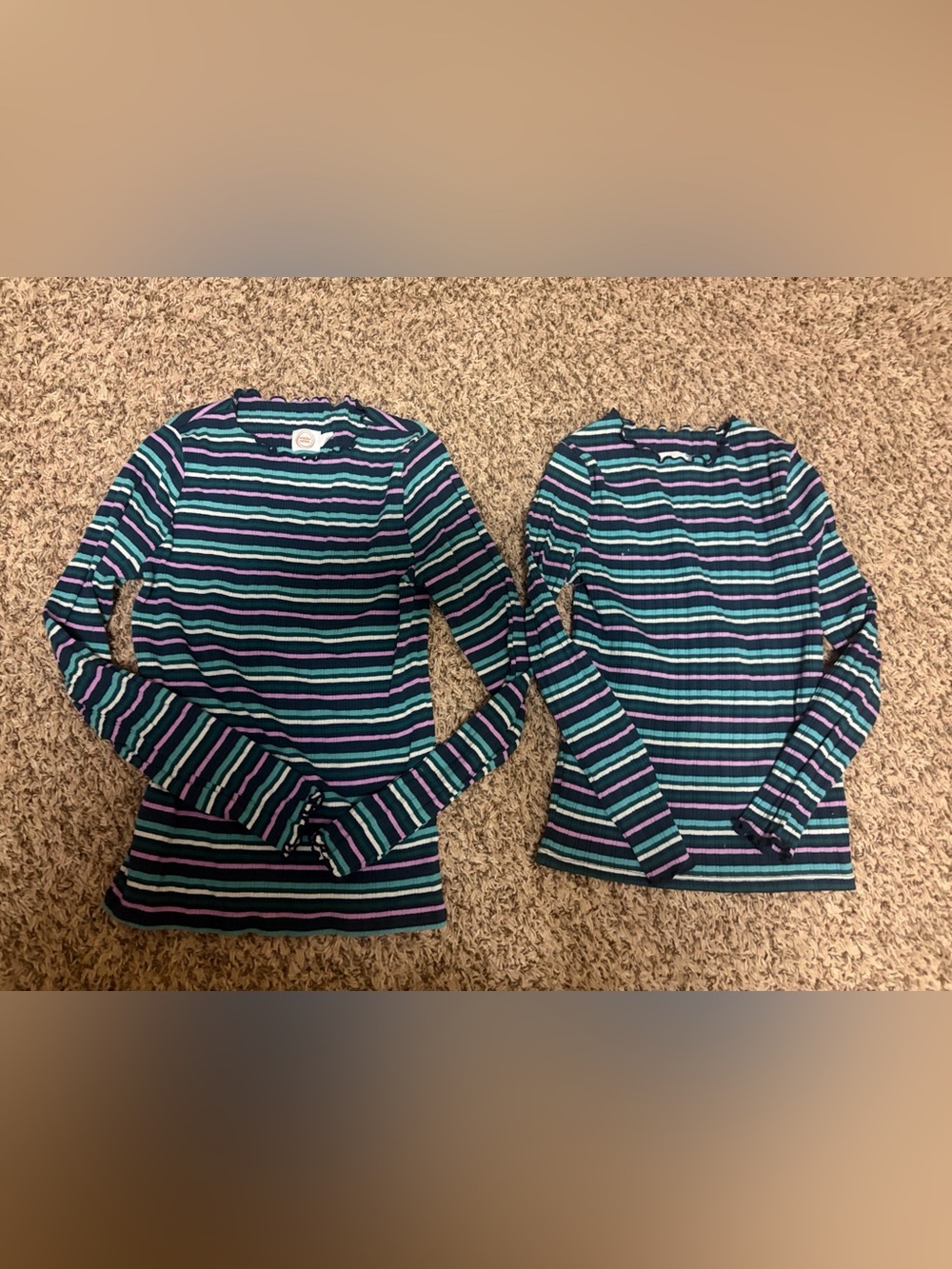 Wonderkids 2 Long Sleeve Striped Tee in Navy, Teal & Lavender